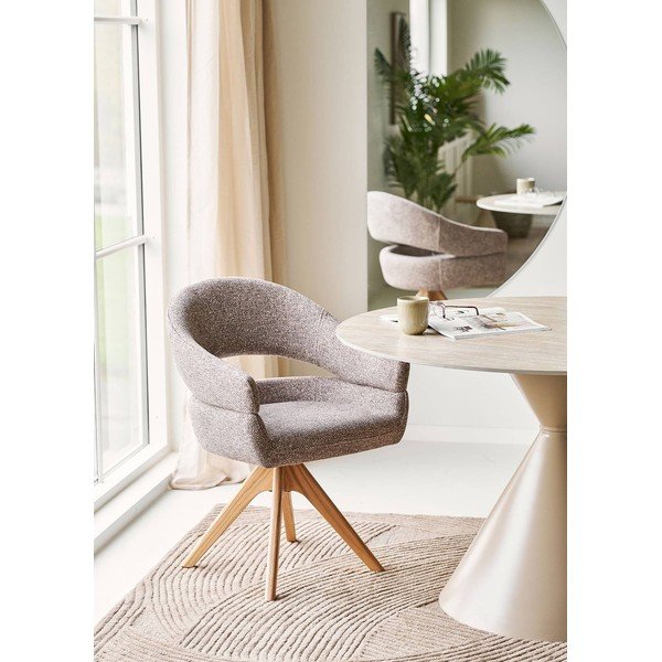 Scaun de sufragerie maro cu cotiere tapițat Dover – House Nordic-image-1