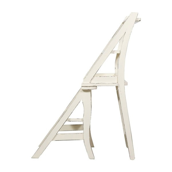 Scaun din lemn de mahon și scară, ambele într-un singur produs Biscottini Claudia, alb-image-2