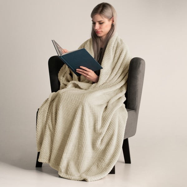 Pătură din microfibră DecoKing Henry, 70 x 150 cm, bej-image-1