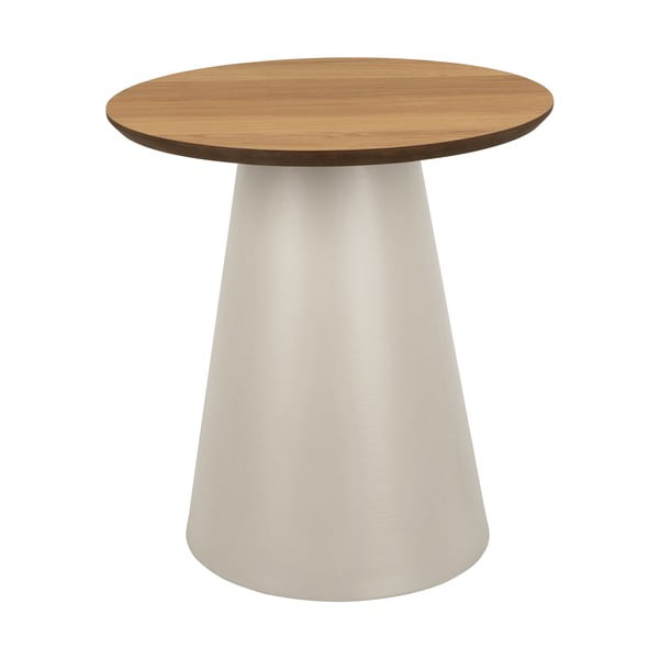Măsuță de cafea crem/în culoare naturală rotundă cu blat cu aspect de lemn de stejar ø 45 cm Soli – Actona-image-3
