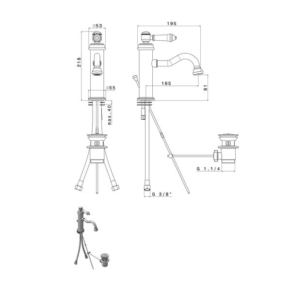 Baterie argintiu-lucios pentru chiuvetă înaltă Vienna – Sapho-image-4