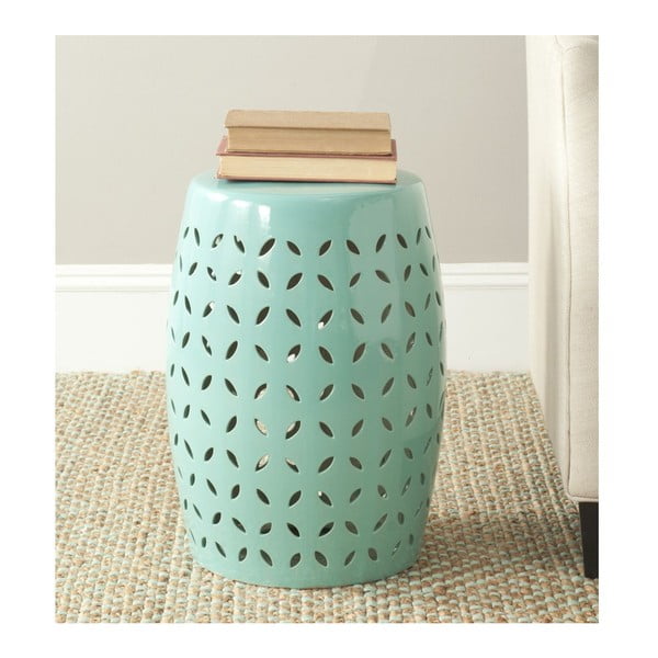 Măsuță din ceramică adecvată pentru exterior Safavieh Lattice Petal, ø 33 cm, albastru turcoaz-image-1