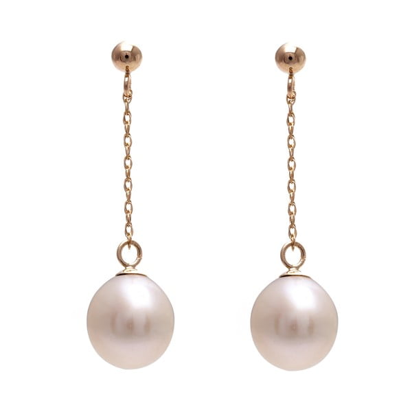 Cercei din perle de râu Gemseller Lunaria, perle albe 