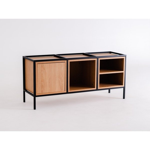 Comodă joasă neagră cu aspect de stejar 145x60 cm Skap - CustomForm-image-3