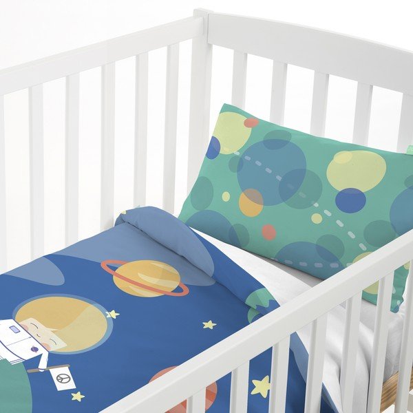 Lenjerie de pat din amestec de bumbac pentru copii Happynois Astronaut, 115 x 145 cm-image-2
