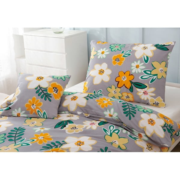 Lenjerie de pat din microsatin portocaliu-gri pentru pat de o persoană cu 3 piese 140x200 cm Grace – My House-image-3