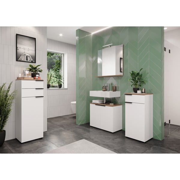 Oglindă de perete cu led/cu raft 76x75 cm Menen – Germania-image-2