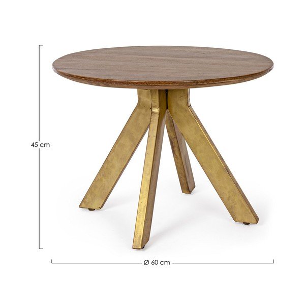 Măsuță de cafea aurie/în culoare naturală închisă rotundă din lemn de mango ø 60 cm Sherman – Bizzotto-image-2