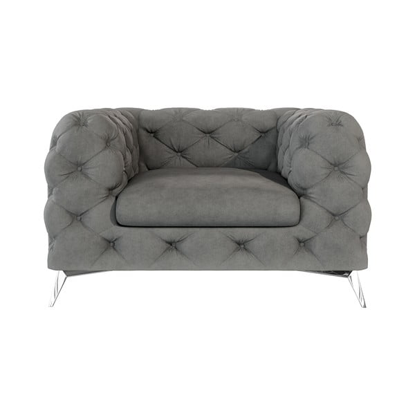 Fotoliu gri cu tapițerie din catifea Chelsea – Ropez-image-1