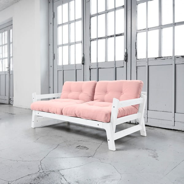 Canapea extensibilă Karup Step White/Pink Peonie