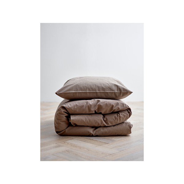 Lenjerie de pat din bumbac organic Södahl Wave, 140 x 220 cm, maro-image-2