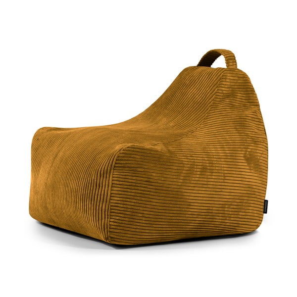 Fotoliu puf pentru copii galben muștar cu tapițerie din catifea reiată Game Amuse – SLOWDOWN