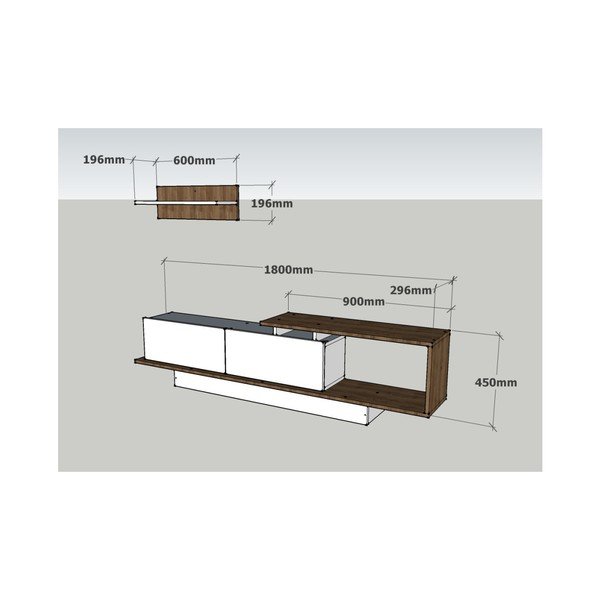 Set mobilier TV alb/natural 180x55 cm Asos - Woody Fashion-image-1