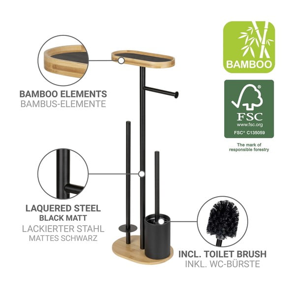 Suport pentru hârtie igienică negru/în culoare naturală din oțel Pomarolo – Wenko-image-4