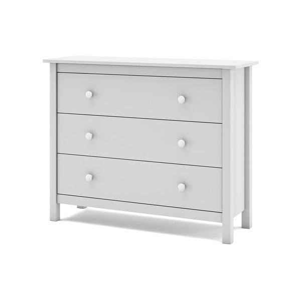 Comodă pentru copii albă joasă din lemn de pin 100x80 cm Max – Marckeric-image-3