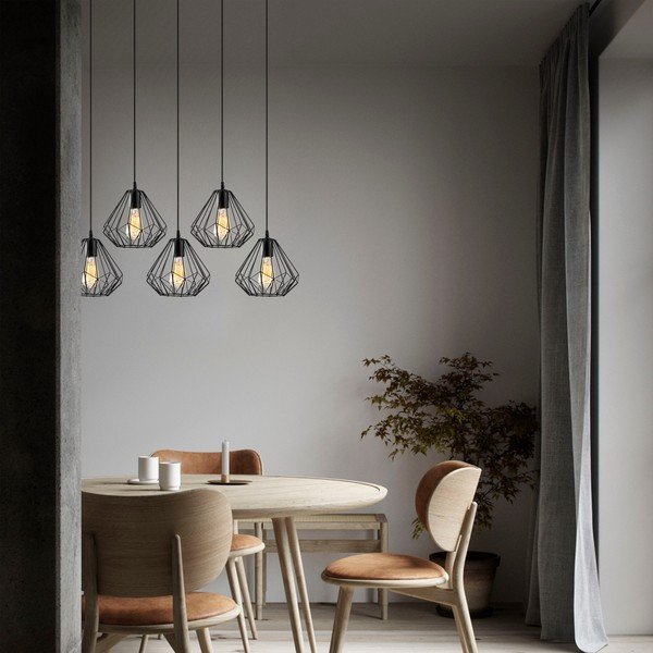 Lustră neagră cu abajur din metal Diamond – Opviq lights-image-1