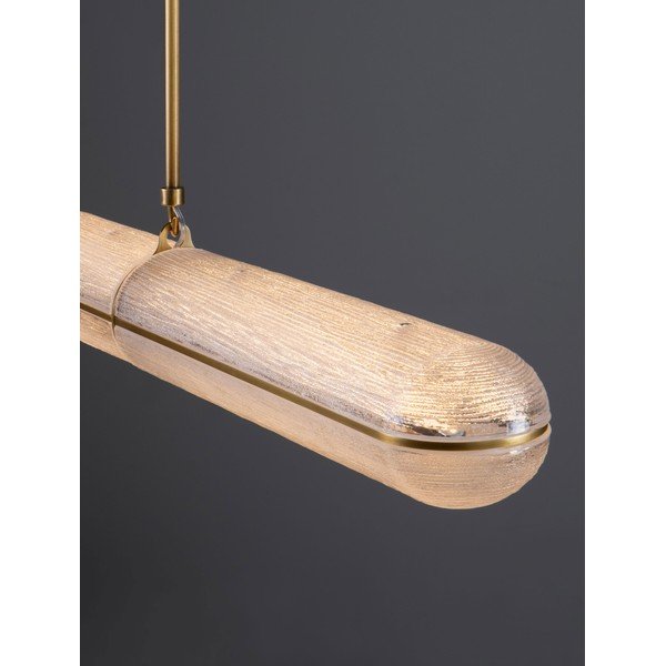 Lustră alămie LED cu intensitate reglabilă din metal cu abajur din sticlă Gloree – Nova Luce-image-3