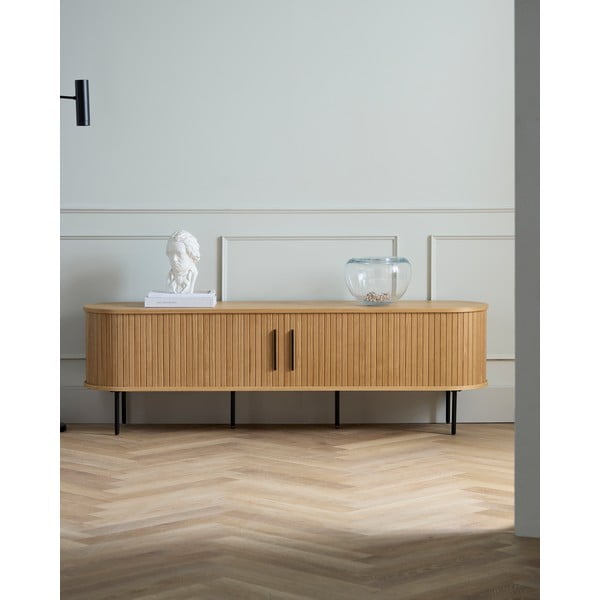 Comodă TV cu aspect de lemn de stejar 56x180 cm Nola – Unique Furniture-image-1