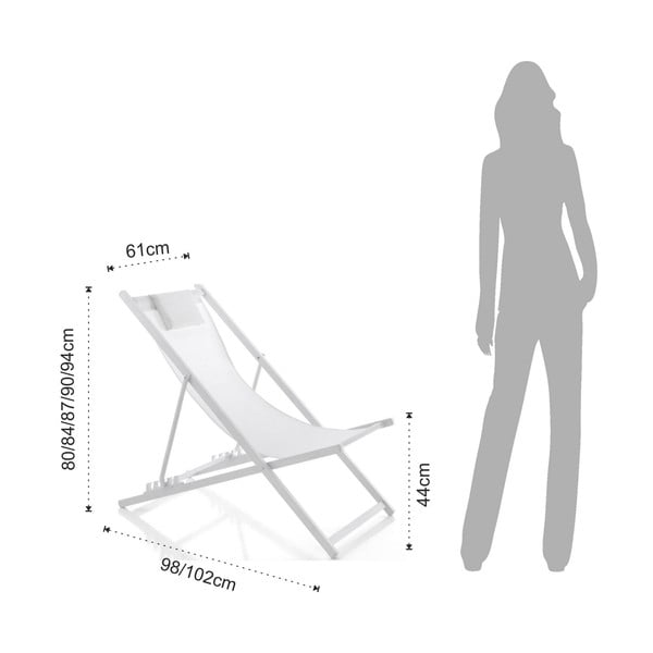 Șezlong de grădină alb din metal pliabil Milos – Tomasucci-image-4