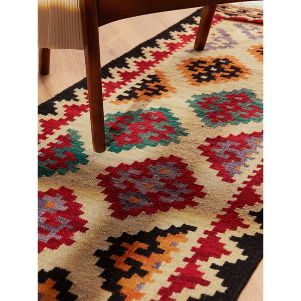 Covor tip traversă roșu reversibil, țesut manual din lână 60x190 cm Kamal Kian – Nouristan-image-4