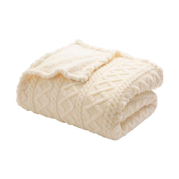 Pătură crem din sherpa 220x240 cm Edgar – douceur d'intérieur
