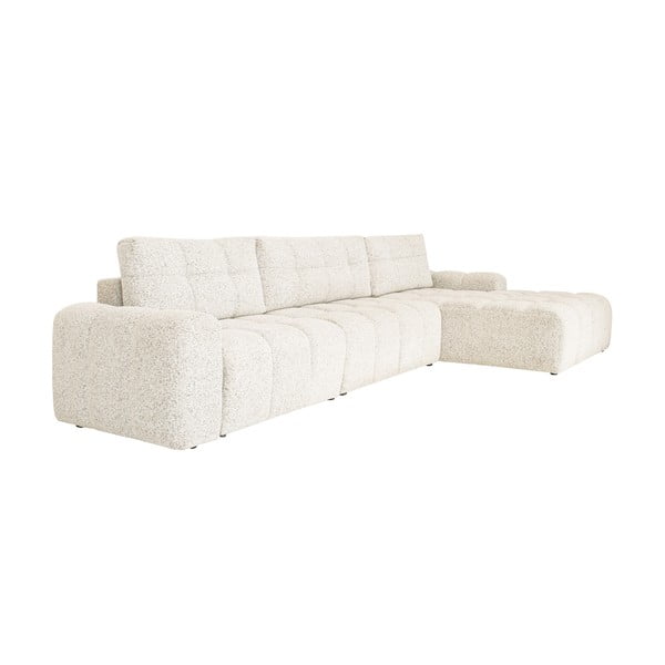 Colțar modular crem extensibil/cu spațiu de depozitare (cu colț pe partea dreaptă) Lulu – Miuform