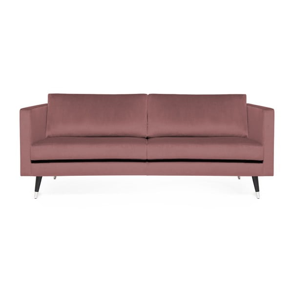 Canapea cu 3 locuri și picioare argintii Vivonita Meyer Velvet, roz