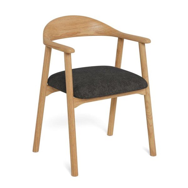 Scaune de dining gri-închis/în culoare naturală cu cotiere 2 buc. tapițate Addi – Actona