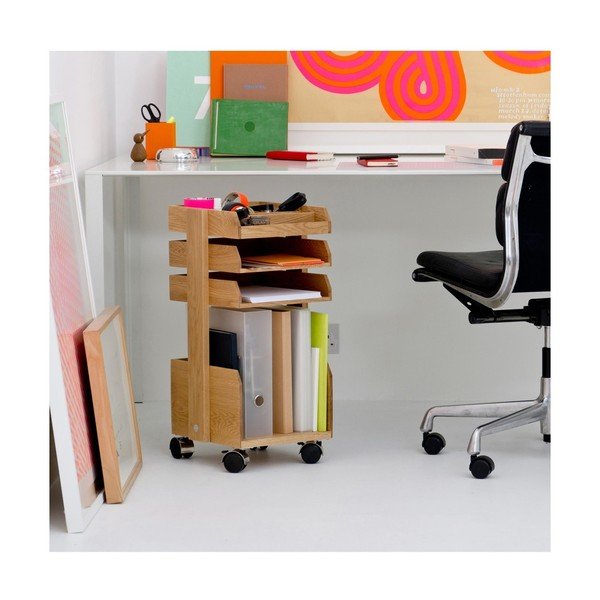 Organizator mobil din lemn de stejar Wireworks Casper Oak-image-1