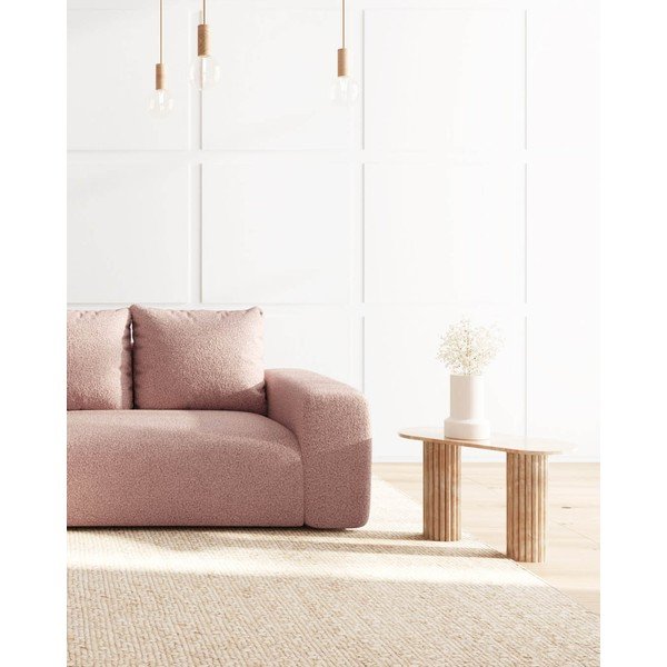 Colțar roz deschis cu tapițerie din stofă bouclé (colț pe partea  stângă ) Feiro – MESONICA-image-4