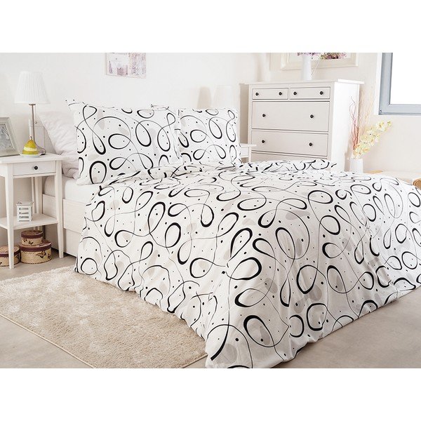 Lenjerie de pat neagră-albă din țesătură crep pentru pat de o persoană 140x200 cm Top Class – B.E.S.-image-1