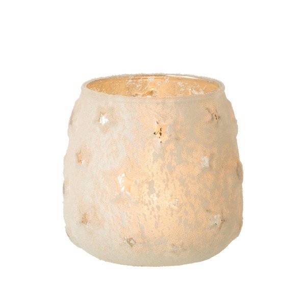 Suport de lumânare de Crăciun din sticlă J-Line Star, alb-image-2