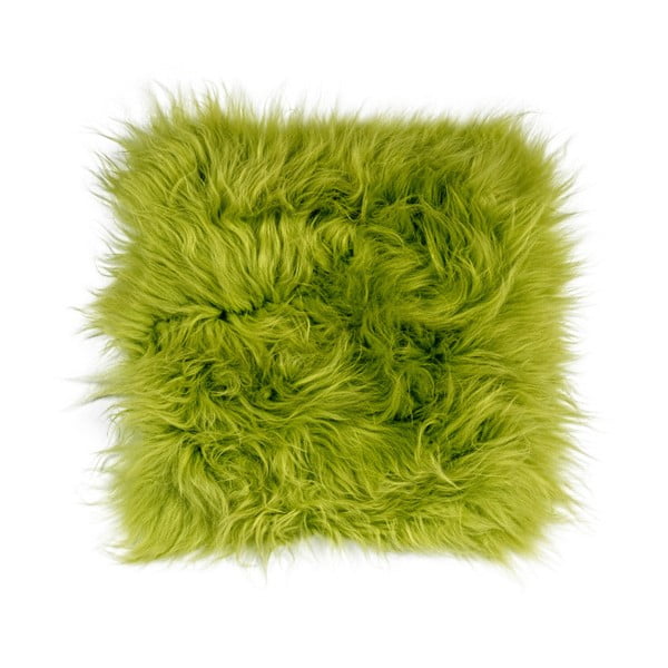 Pernă din blană cu fir lung pentru scaun Apple Green, 37 x 37 cm, verde