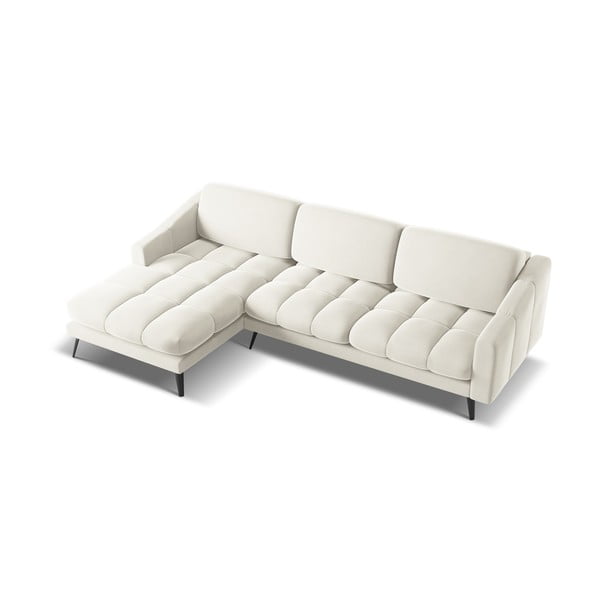 Colțar crem cu tapițerie din catifea (cu colț pe partea stângă) Nalu – Makamii-image-3