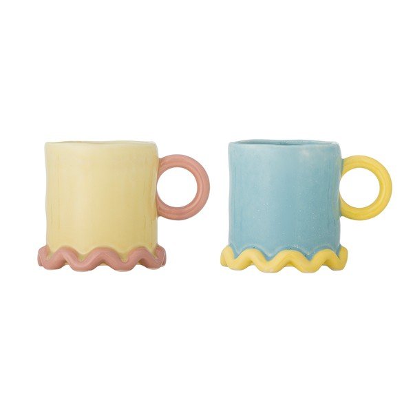Căni galben-deschis/albastru-deschis 2 buc. din ceramică 350 ml Polly – Bloomingville