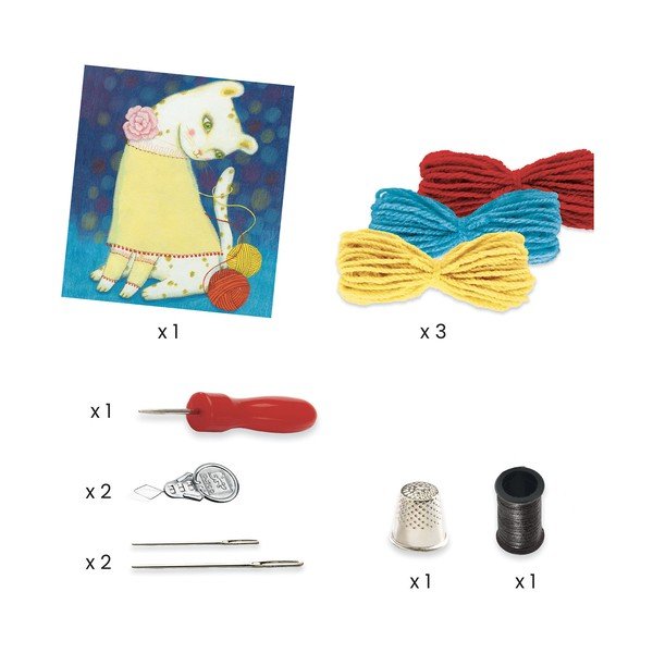 Set creativ cu imagini de brodat Djeco „Pisică”-image-1