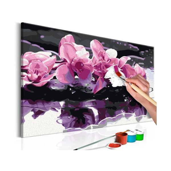 Set de pânze, vopsele și perii DIY Artgeist Purple Orchis, 60 x 40 cm