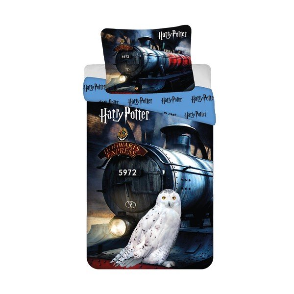 Lenjerie de pat pentru copii din bumbac pentru pat de o persoană 140x200 cm Harry Potter "Hogwarts Express" – Jerry Fabrics