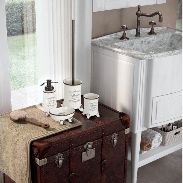 Perie WC cu suport din ceramică Sapho Amelie, alb-image-1