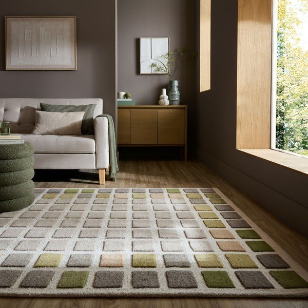Covor verde țesut manual din lână 140x200 cm Renga Wool – Flair Rugs-image-1