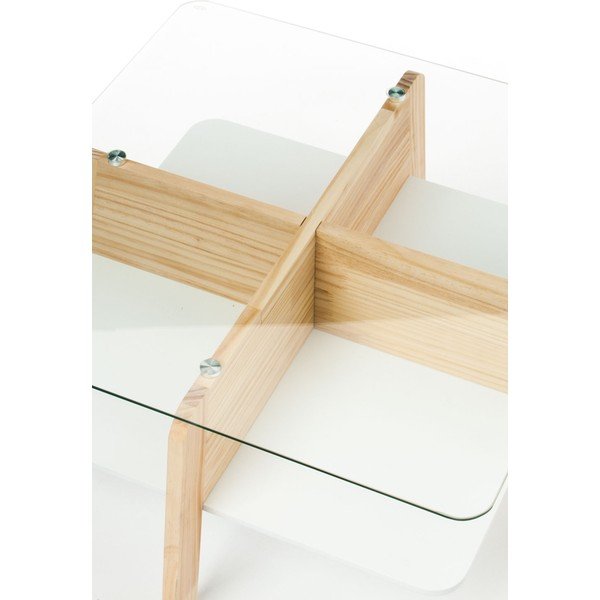 Măsuță de cafea în culoare naturală cu blat din sticlă 60x60 cm Varm – Tomasucci-image-2