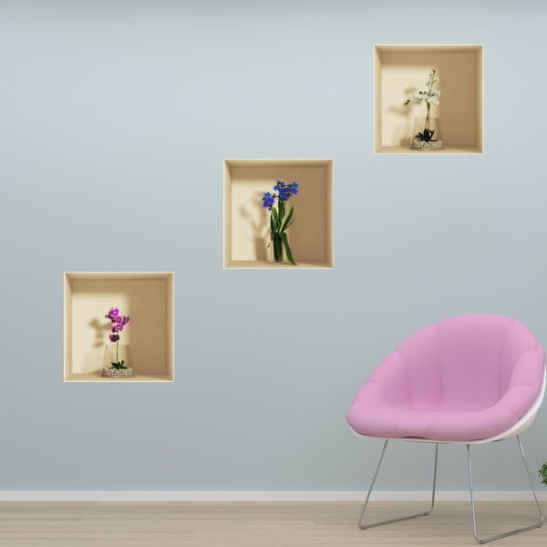 Set 3 autocolante cu efect 3D Ambiance Orchids-image-1