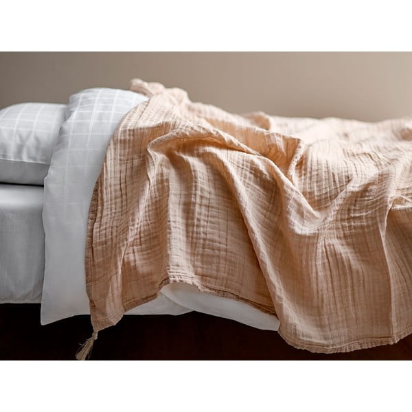 Cuvertură din bumbac pentru pat dublu Södahl Poetry, 200 x 260 cm, bej-image-2