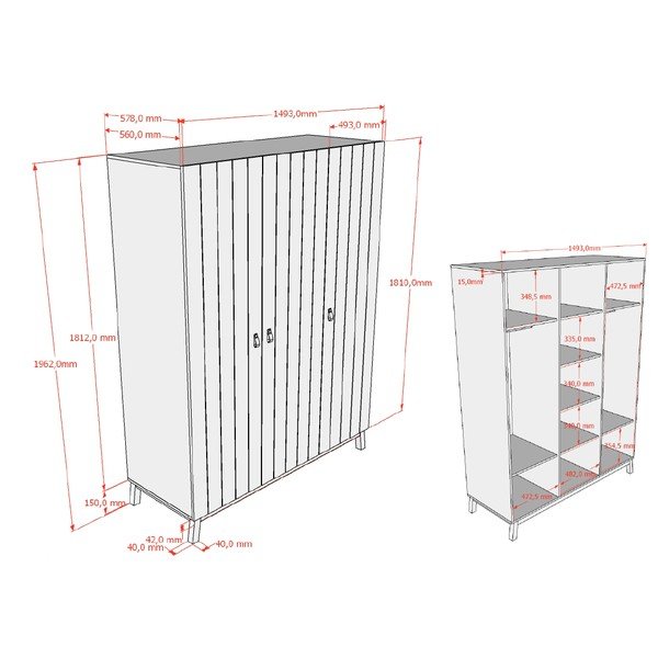 Șifonier de copii bej 149x196x58 cm Sezane – Vipack-image-3