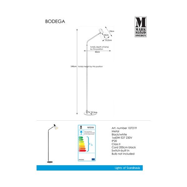 Lampadar Markslöjd Bodega, negru - alb-image-1