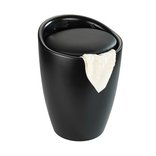 Scaun de baie cu spațiu de depozitare rufe Wenko Candy, negru-image-1