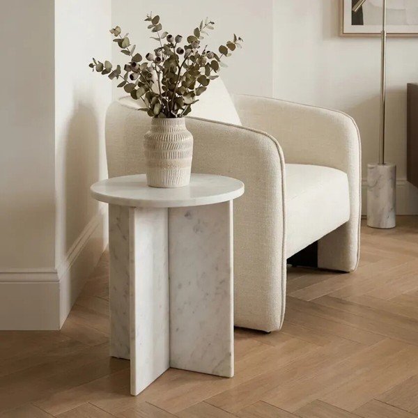 Măsuță auxiliară rotundă din marmură ø 40 cm Savio – Premier Housewares-image-1