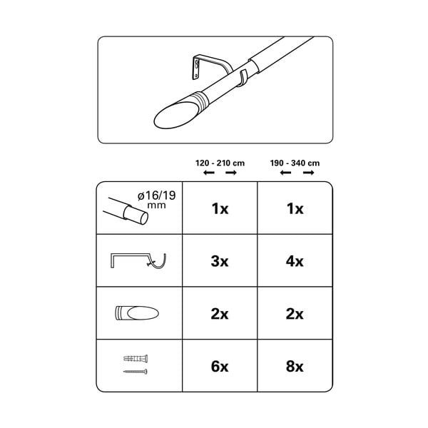 Galerie de perdea 120 - 210 cm din metal Elipsa - Gardinia-image-2