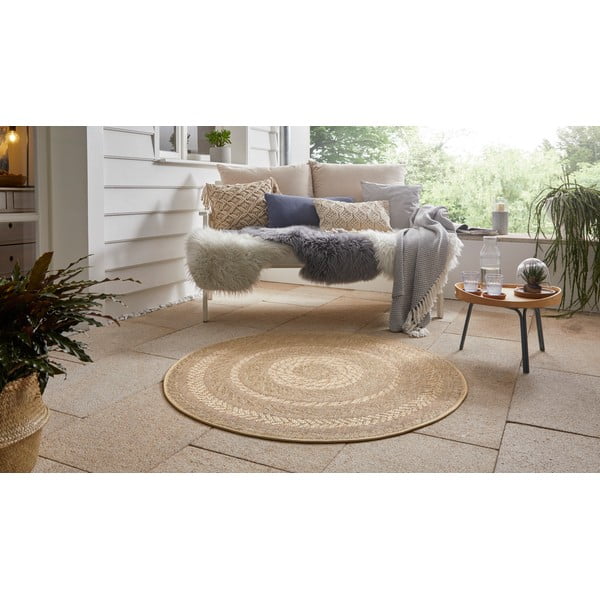 Covor adecvat interior/exterior NORTHRUGS Almendro, Ø 160 cm, bej-image-1