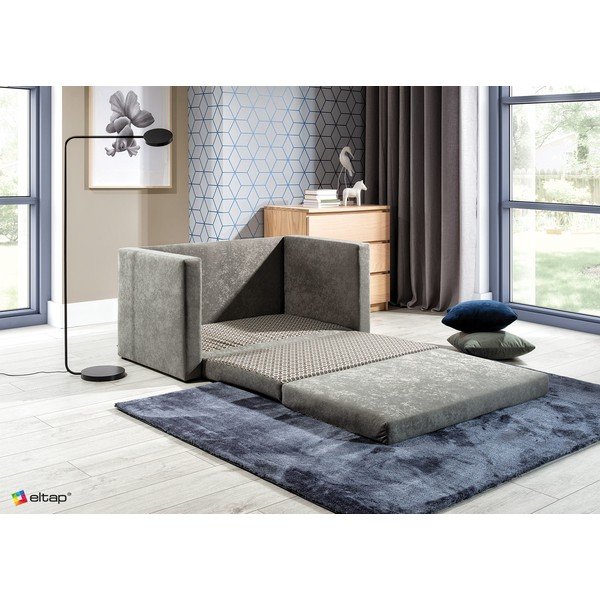 Canapea gri extensibilă cu tapițerie din chenille 132 cm Neva – ELTAP-image-3